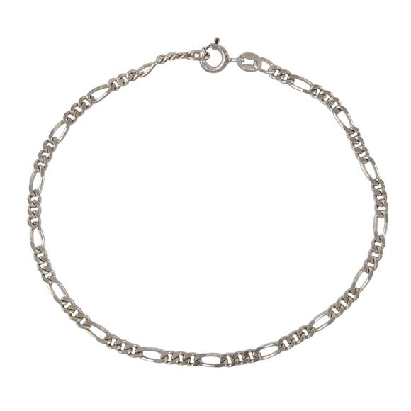 Figaro Chain Bracelet | Vintage Sterling Silver 925 | 7.75" - Picture 3 of 5
